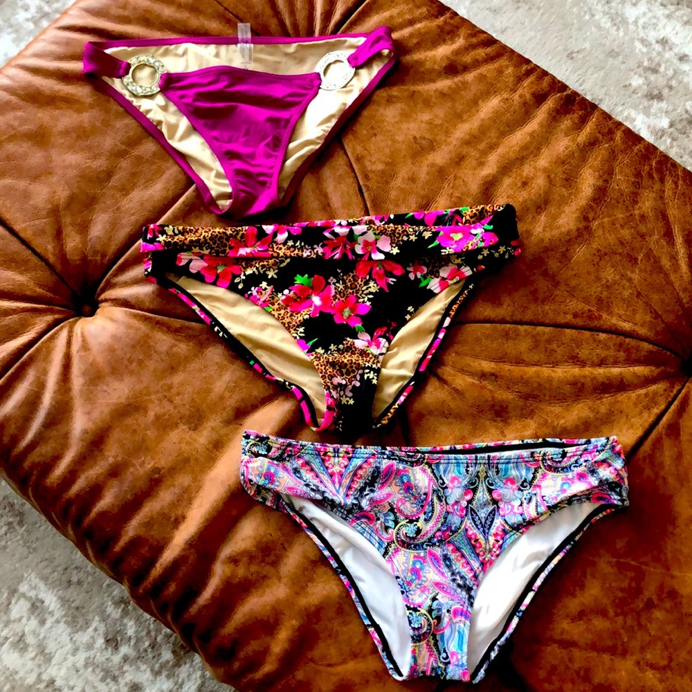 Victoria Secret 3 swim bottoms bundle sz medium